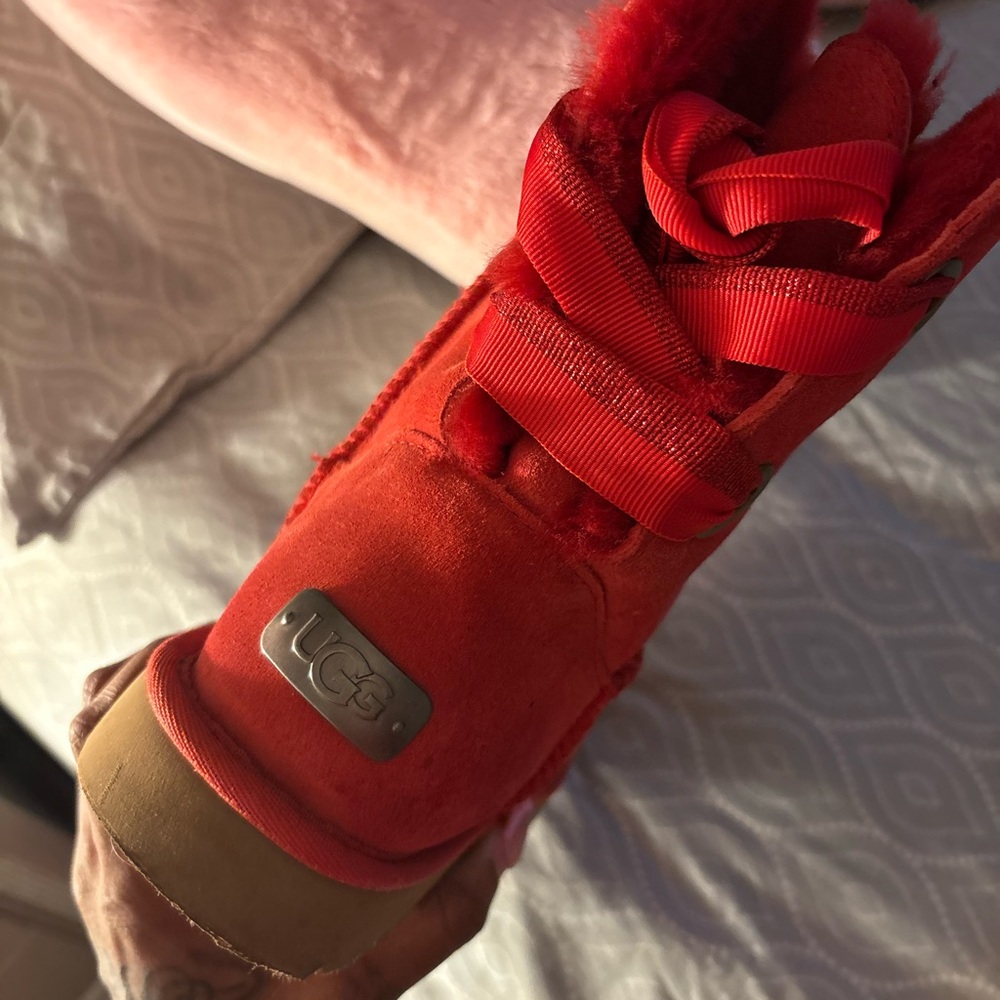 UGG Vibrant Red Boots with Ribbon